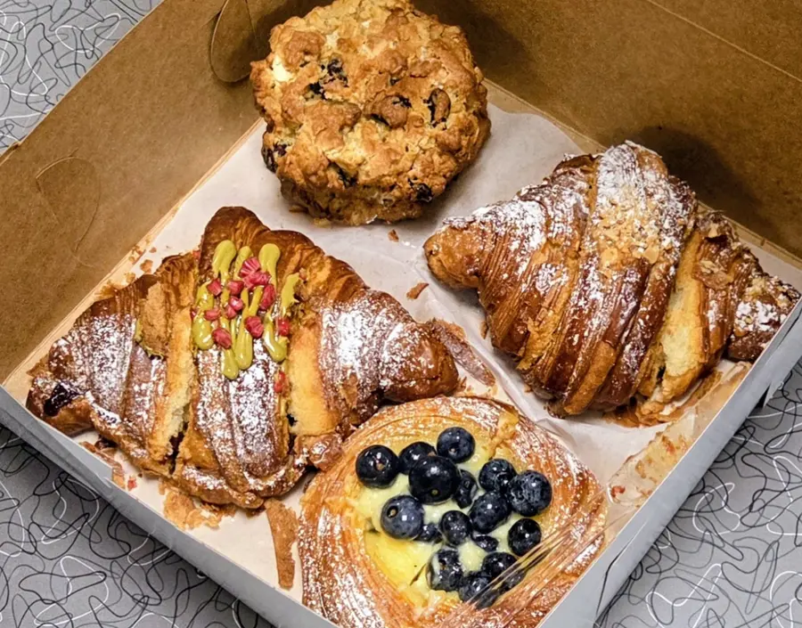 Danishes and croissants in a box